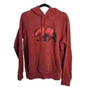 The North Face Hoodie Sweatshirt Mens S Red Bear Hood Cozy